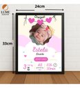 Ver imagem 2 de Quadro Personalizado Nascimento Bebê 33x24cm c/Vidro