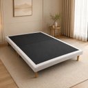 Ver imagem 1 de Base Box Cama 188x140 Dobravel Casal Veludo Premium Pés de Madeira Bege