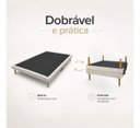 Ver imagem 3 de Base Box Cama 188x140 Dobravel Casal Veludo Premium Pés de Madeira Bege