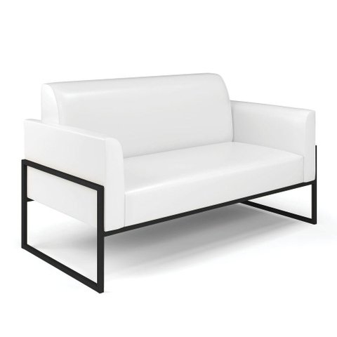 Sofá Namoradeira Base Industrial Alta Preto Marisa Corano D03 - D\'rossi Cor Branco