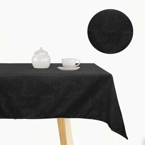 Toalha de Mesa 6 Lugares Jacquard 200x135 Admirare - Preta