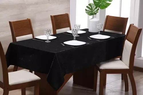 Toalha de Mesa 6 Lugares Jacquard 200x135 Admirare - Preta - 2