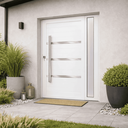 Ver imagem 5 de Porta Pivotante Alumínio Branco Lambril C/visor Lateral e Friso Px 100cm Maxx