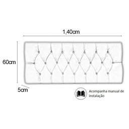 Cabeceira Casal Para Cama Box Estofada Paris 1.40m Kasabela Courino Cinza - 3