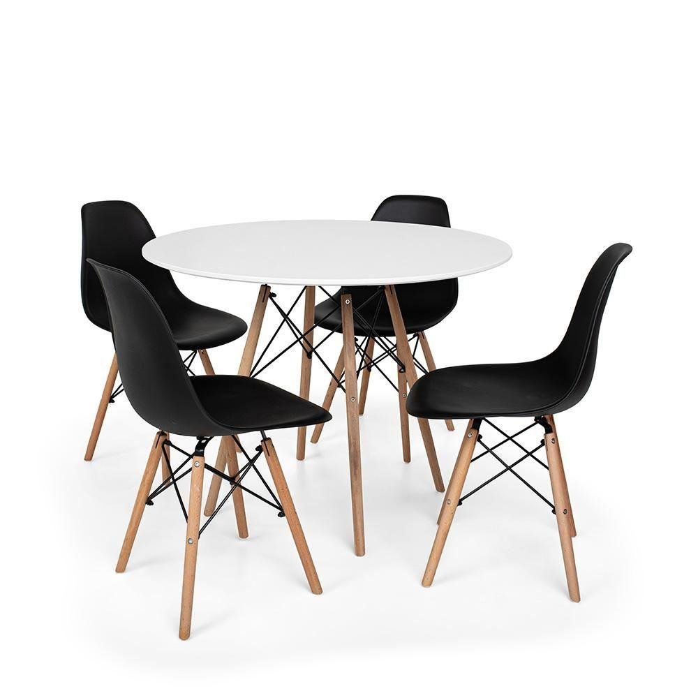 Conjunto Mesa Jantar Eiffel 4 Cadeiras Charles Eames Preta - 1