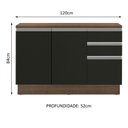 Ver imagem 4 de Balcão de Pia Armário de Cozinha 120 cm 2 Portas e 3 Gavetas (Com Tampo) Rustic/Preto Glamy Madesa