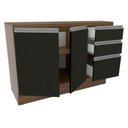 Ver imagem 6 de Balcão de Pia Armário de Cozinha 120 cm 2 Portas e 3 Gavetas (Com Tampo) Rustic/Preto Glamy Madesa