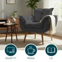 Ver imagem 3 de Poltrona Decorativa Alice para Sala Recepção Manicure Clínica Sala de Espera Linho Cinza Luxo