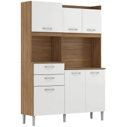 Armário de Cozinha Compacta 6 Portas 2 Gaveta Harmonia 133cm Demobile - Avena/Grafito - 5