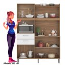 Ver imagem 3 de Armário de Cozinha Compacta 6 Portas 2 Gaveta Harmonia 133cm Demobile - Avena/grafito