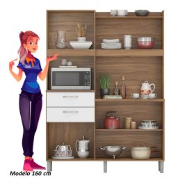 Armário de Cozinha Compacta 6 Portas 2 Gaveta Harmonia 133cm Demobile - Avena/Grafito - 3