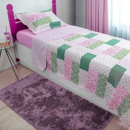 Kit Colcha 2 Peças Dupla Face Bouti Patchwork Solteiro - Lepper - 1
