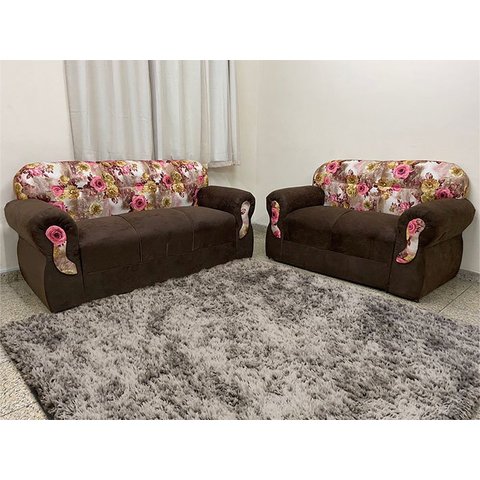 Sofá 2 e 3 Lugares Marrom com Floral 603/66 Viena