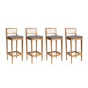 Ver imagem 2 de Kit 4 Banquetas Madeira Mel Bandada com Encosto Palha Rattan:Mel com Linho Chumbo