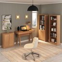 Ver imagem 2 de Kit para Escritório com Mesa Escrivaninha Estantes e Balcão Cor:amêndoa