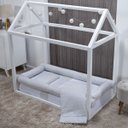 Ver imagem 1 de Kit Protetor de Mini Cama 100% Algodão Percal 200 Fios Rolinho Moderninhos 08 Peças:grid Cinza