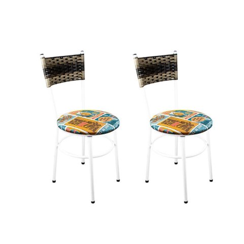 2 Cadeiras Brancas para Cozinha Viena Cappuccino Premium:Happy Hour