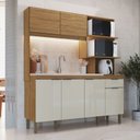 Ver imagem 1 de Cozinha Compacta 6 Portas e 1 Gaveta Bege/Marromle/Cristalo