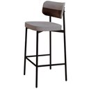 Ver imagem 3 de Kit 02 Banquetas Alta Bar Cozinha Sala de Jantar Aço Preto Kaira C01 Linho Cinza Courino Café - Lyam