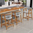 Ver imagem 2 de Kit 02 Banquetas Baixa para Cozinha Sala Jantar Bancada Cecília L02 Bouclê Cinza - Lyam Decor