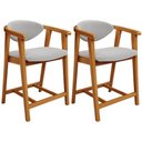 Ver imagem 1 de Kit 02 Banquetas Baixa para Cozinha Sala Jantar Bancada Cecília L02 Bouclê Cinza - Lyam Decor