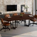 Ver imagem 4 de Mesa de Reunião Orgânica MDP 270cm Louro Preto com Preto F5 Office