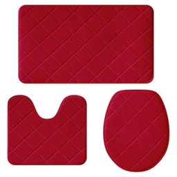 Jogo Tapetes Banheiro 3 Peças Sublime Losango Vermelho - Jolitex - 1