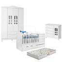 Ver imagem 1 de Quarto de Bebê Selena 4 Portas com Berço Americano Multifuncional Cleo Branco com Colchão Gazin - Ca