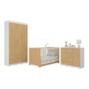 Ver imagem 2 de Quarto de Bebê Completo com Berço Americano 3 em 1 Realeza Multimóveis Mp4591 Branco/madeirado