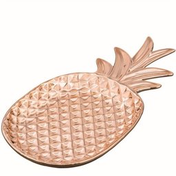 Prato Travessa Abacaxi Rose Gold Em Cerâmica 30 X 15 - 1 Prato Travessa Abacaxi Rose Gold Em Cerâmica 30 X 15 - 1
