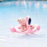 Boia para Bebê Flamingo Rosa com Assento Piscina + Bomba Manual - 4