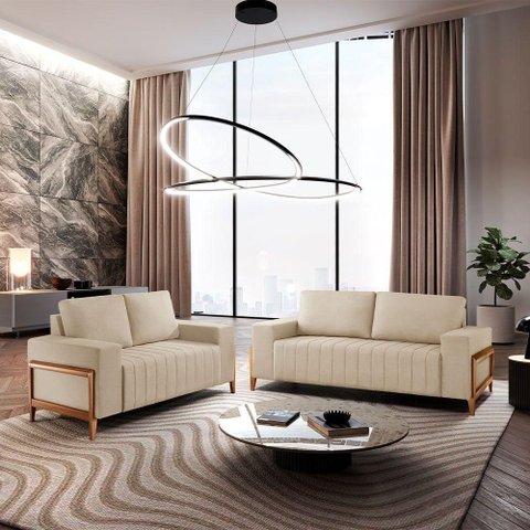 Sofá 2x3 Lugares Verona Meu Sofá Online A294 Linho Creme