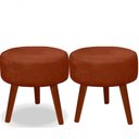 Ver imagem 1 de Kit 02 Puff Redondo Decorativo Panqueta de Apoiar Os Pés Suede Terracota