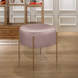 Puff Decorativo Redondo Pés de Ferro Dublin Inca Rosê - LH Móveis - 8