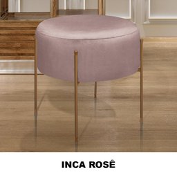 Puff Decorativo Redondo Pés de Ferro Dublin Inca Rosê - LH Móveis - 2