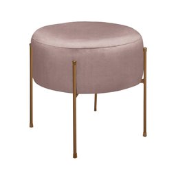 Puff Decorativo Redondo Pés de Ferro Dublin Inca Rosê - LH Móveis - 1