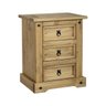 Mesa de Cabeceira 3 Gavetas Corona Original - Seconique - Madeira - Cor Natural - 1