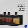 Prateleira de Cozinha Porta Temperos de Parede em Aço Preto Design Moderno e Funcional para Organiza - 5