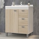 Ver imagem 1 de Gabinete de Banheiro 65cm sem Cuba Ref 690 Cewal - Branco/carvalho Berlin
