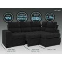 Ver imagem 4 de Sofá 4 Lugares Canto com Chaise Retrátil Miró Velosuede 2,16M (L)