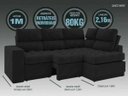 Ver imagem 4 de Sofá 4 Lugares Canto com Chaise Retrátil Miró Velosuede 2,16M (L)