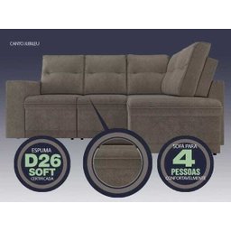 Sofá 4 Lugares Canto com Chaise Retrátil Jubileu Velosuede 2,16M (L) - 4