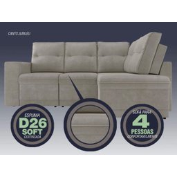 Sofá 4 Lugares Canto com Chaise Retrátil Jubileu Velosuede 2,16M (L) - 4