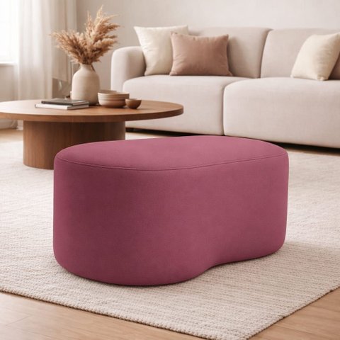 Puff Orgânico Feijão Curvo Redondo Confortável Sala Moderno Suede
