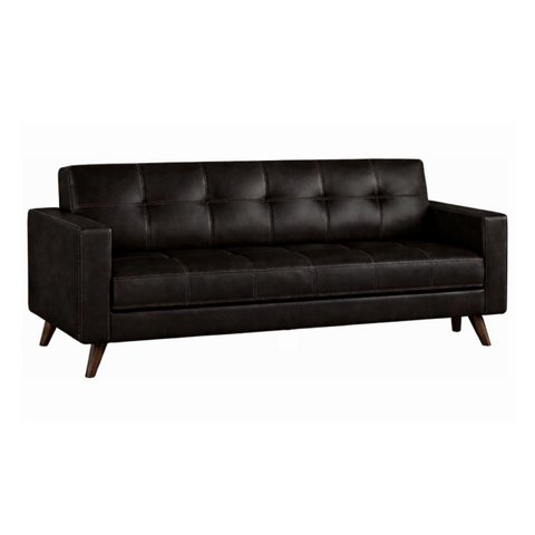 Sofá para Escritório 03 Lugares Slim Roma – Design Retrô com Pés Palito - Corino Café - 62402