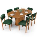 Ver imagem 1 de Mesa para Sala de Jantar Valência com 06 Cadeiras Sala de Jantar Dara L02 Couríssimo Verde Musgo - L