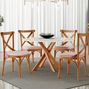 Ver imagem 2 de Kit 06 Cadeiras Para Sala de Jantar e Estar Living Estofada Ávila L02 Linho Rosê - Lyam Lyam Decor
