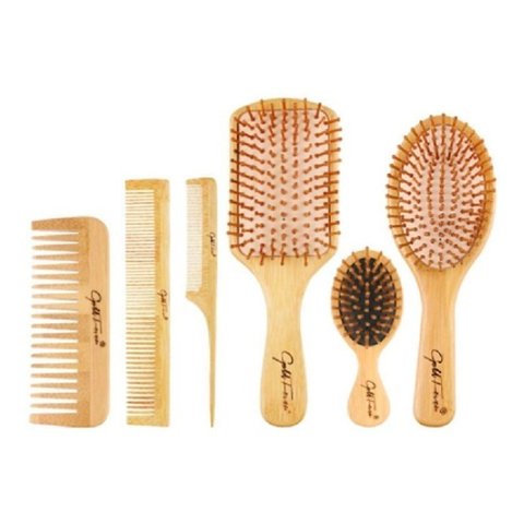 Kit Pente - Escova de Cabelo de Bambu 6 Itens