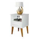 Ver imagem 1 de Mesa de Cabeceira Retrô 1 Gavetas Cor Branca
