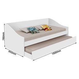 Bicama Solteiro com Auxiliar Sofá Cama Karine Branco - 4